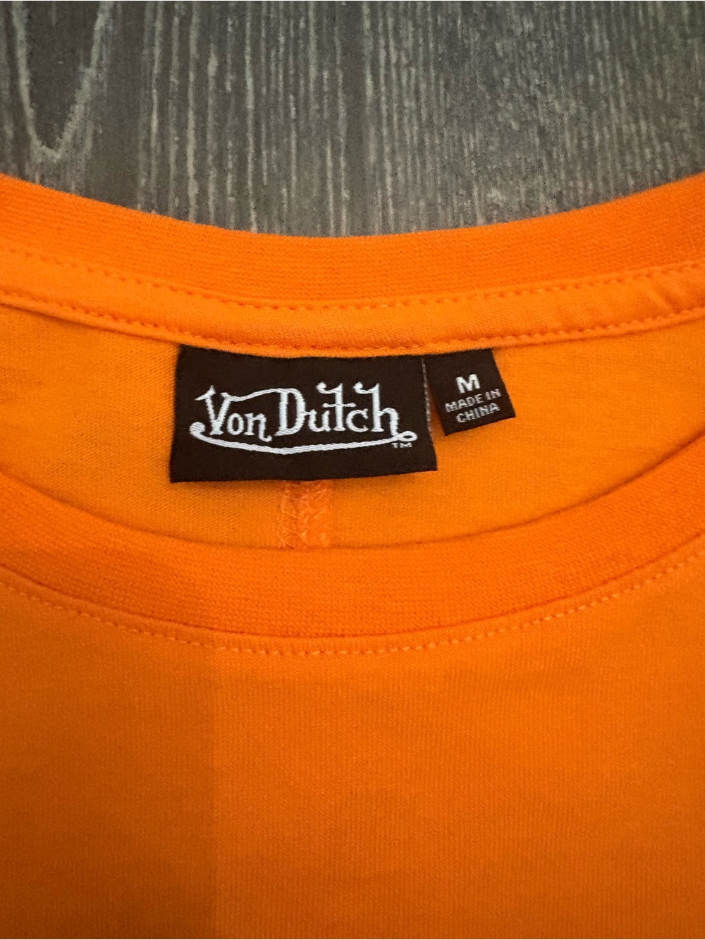 Von Dutch Orange Crop Top with White Logo - Picture 3 of 3